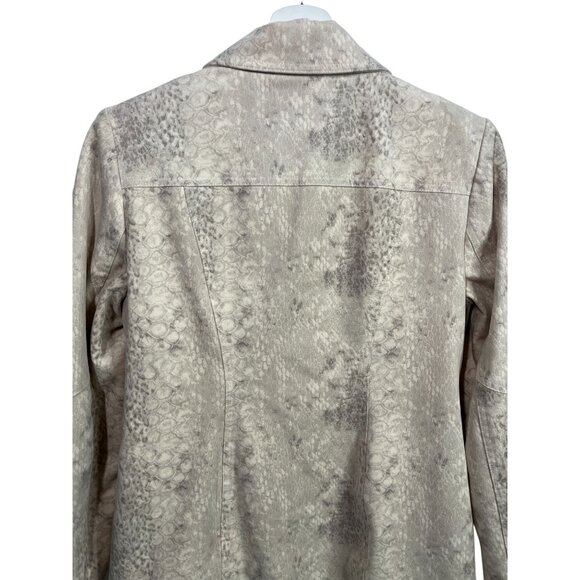 Chicos tan faux suede moto jacket small snake print preppy old money quiet luxur - Picture 9 of 16